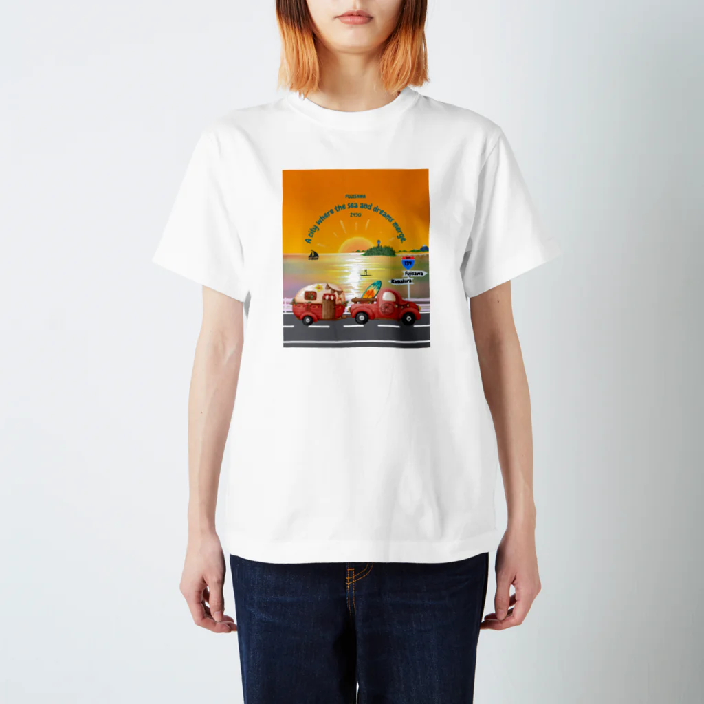 CyberArmadilloの湘南藤沢（2430）夕焼けコレクション Regular Fit T-Shirt
