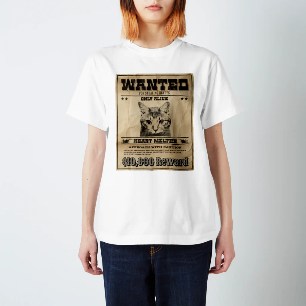 野良猫は星空の夢を見るのWANTED ハート泥棒（舌をだす猫） Regular Fit T-Shirt