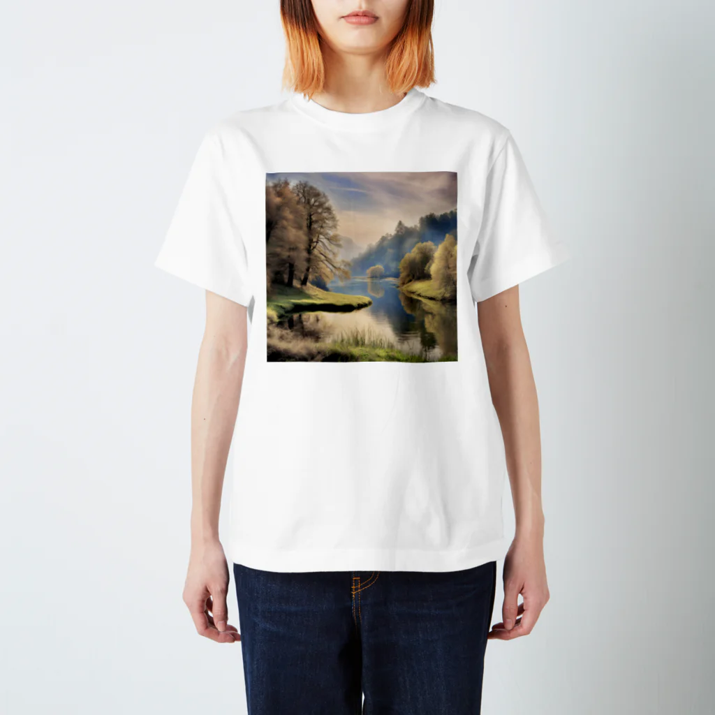 maikoのショップの静かな川辺の風景 スタンダードTシャツ