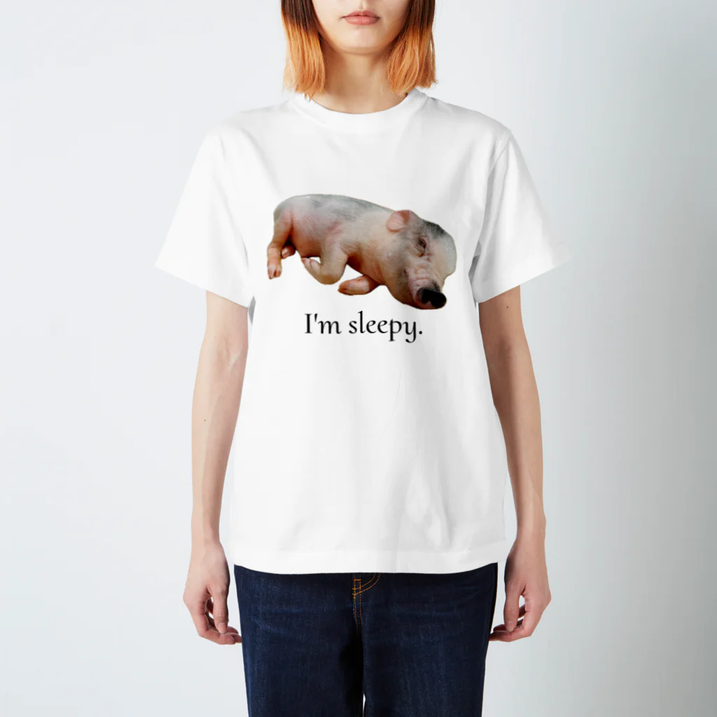 マイクロブタのまっはくんのI'm sleepy. Regular Fit T-Shirt