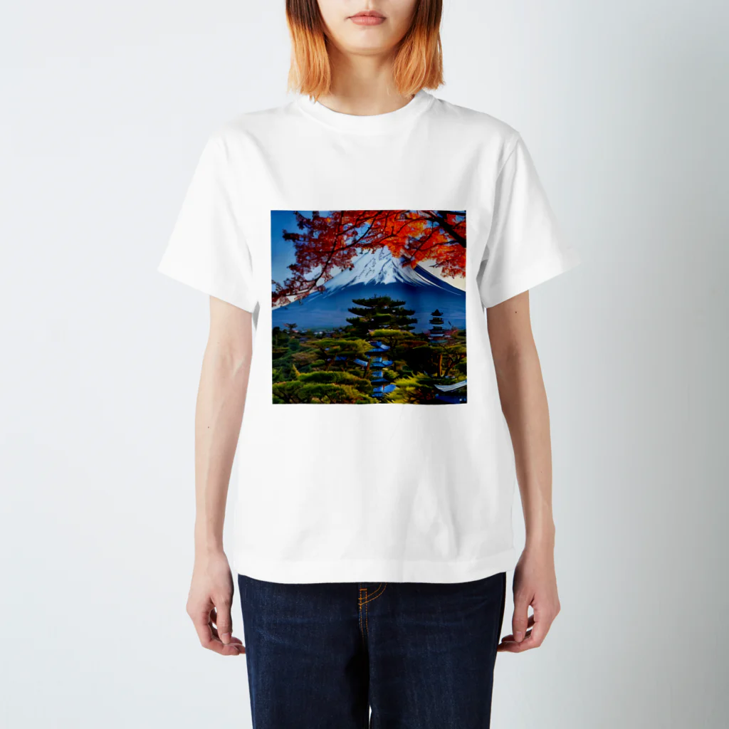 雑貨屋ちぃずの富士山のある風景 スタンダードTシャツ