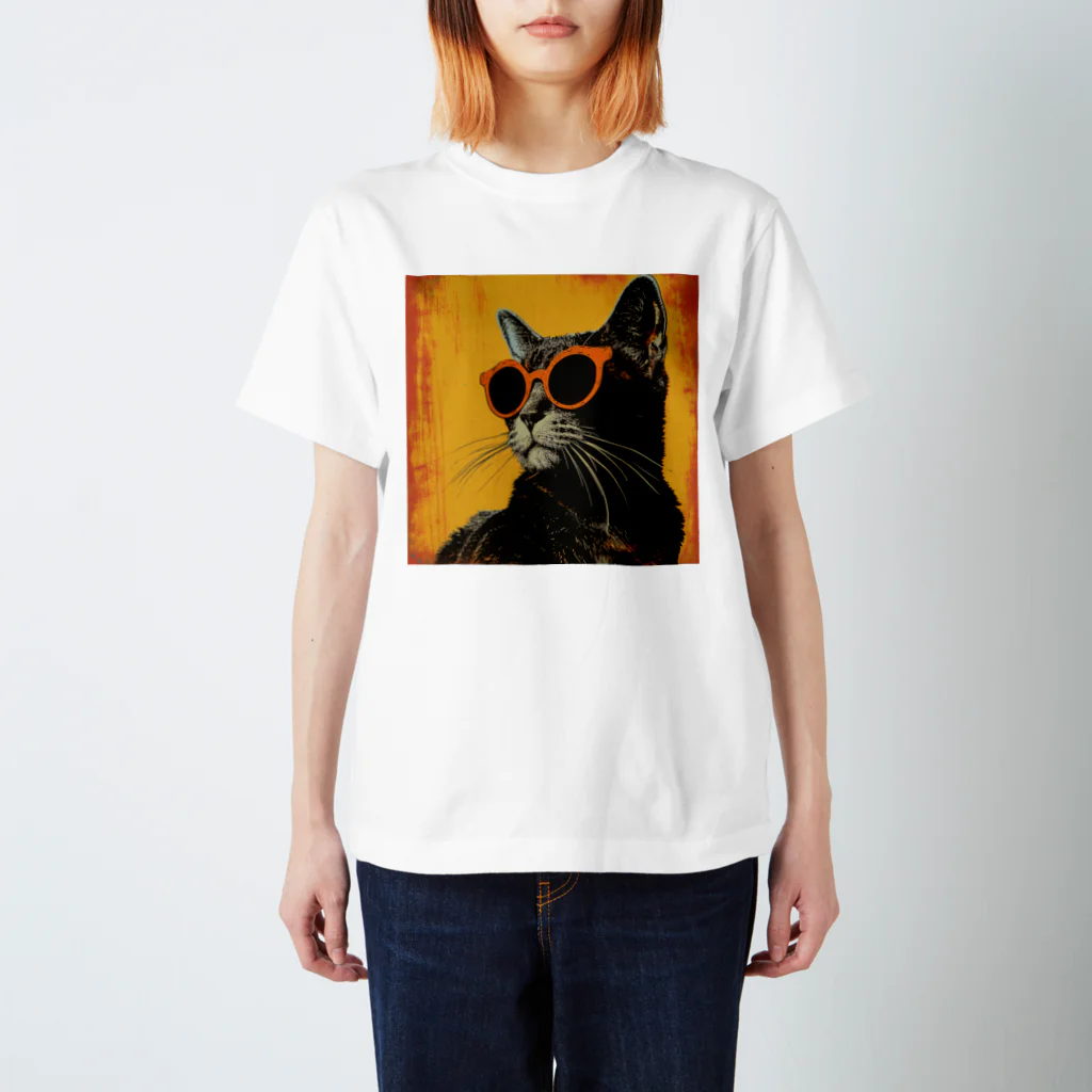 Feelin Shades Studioのサンセット・ビジョン・キャット スタンダードTシャツ