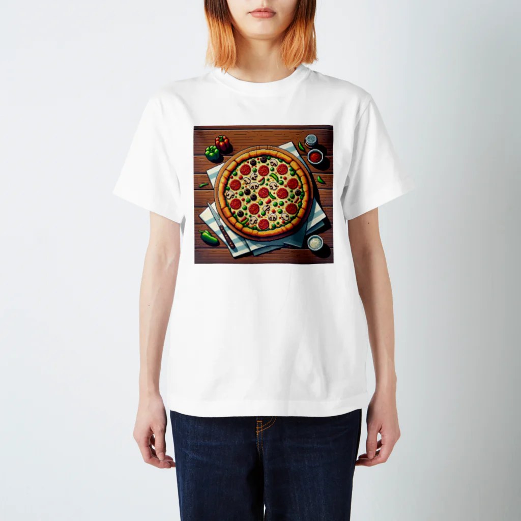 たべものやのピザのピクセルイラスト スタンダードTシャツ