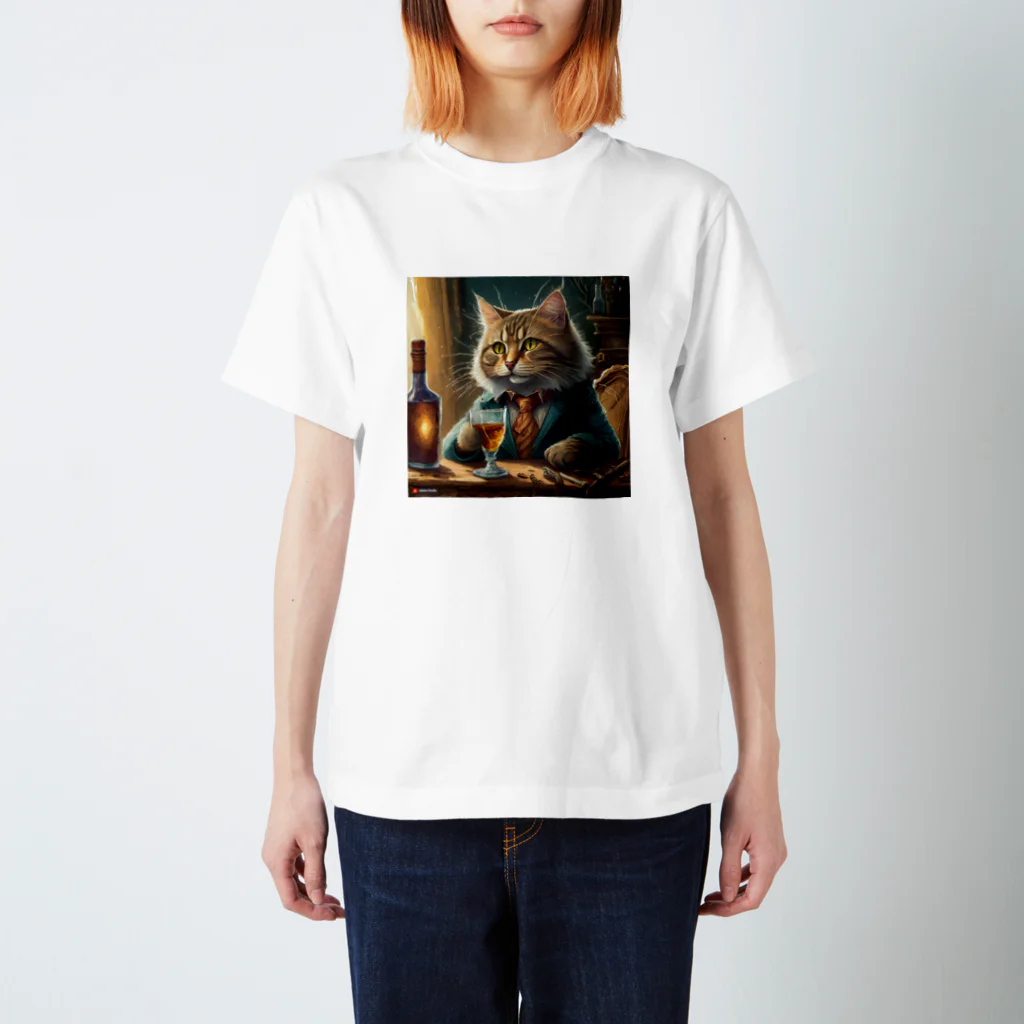 飲酒ちゃんの酒が好きな猫（社長） スタンダードTシャツ