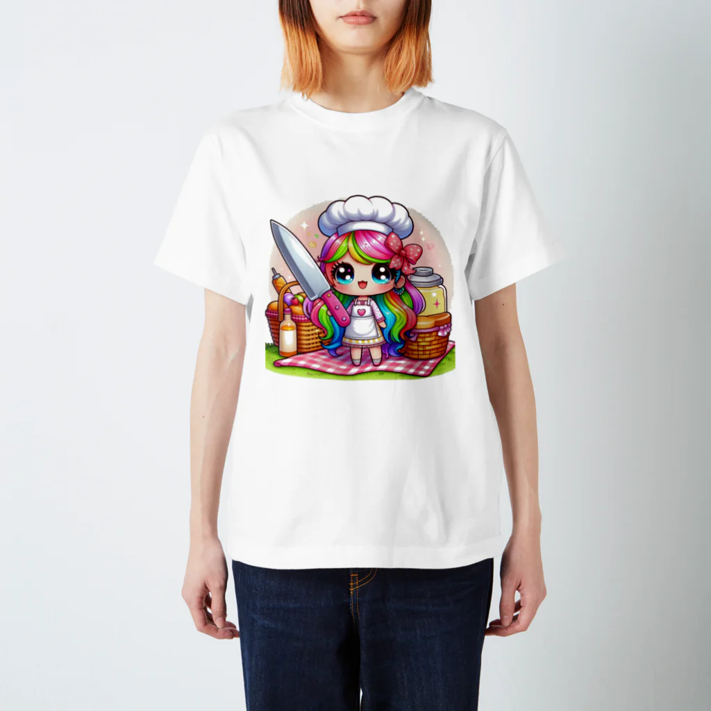 mitusan777の可愛い女の子が料理をしている様子が スタンダードTシャツ