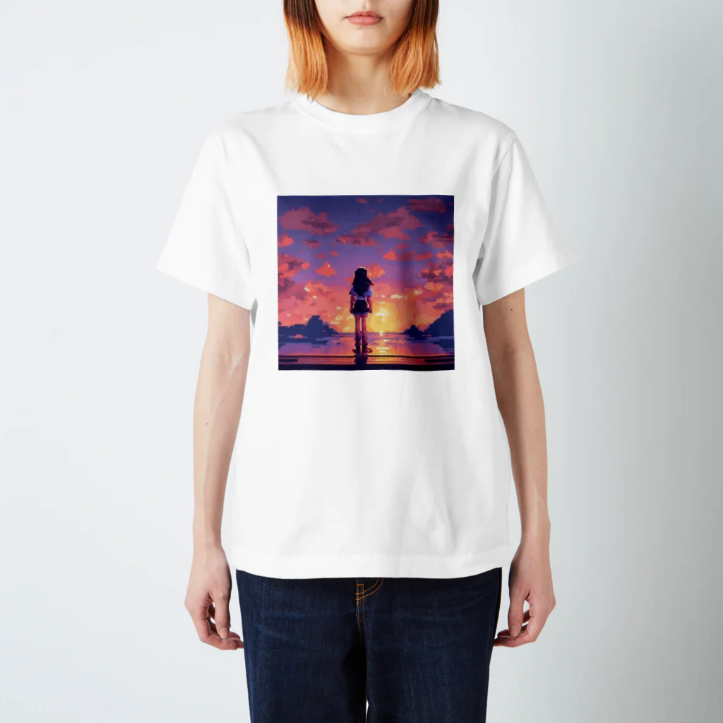 空が好きの夕日女の子② スタンダードTシャツ