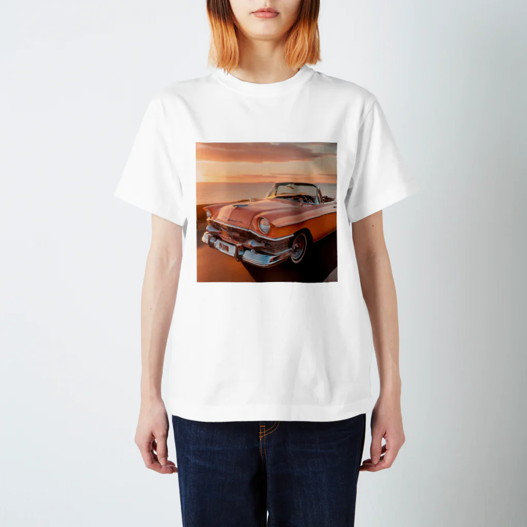 SUNSET TAKEOFFのSUNSET ハワイアンクラシックカー スタンダードTシャツ