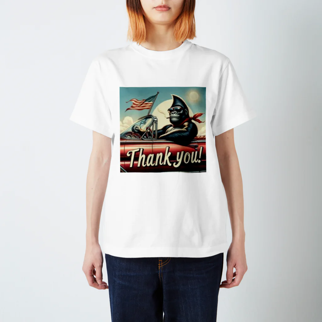 NAOKI_canonのゴリラのThank you！（赤い車①） スタンダードTシャツ