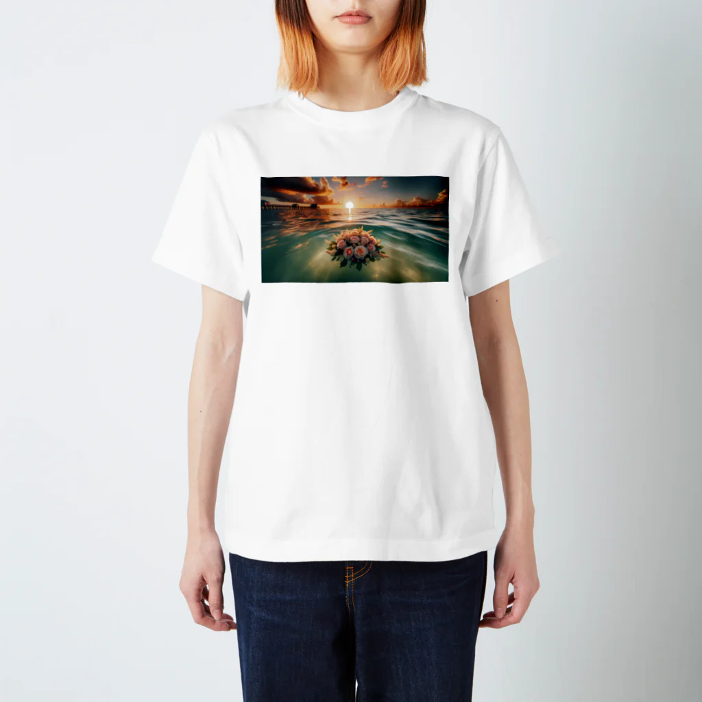 AIdependerの夕日 海 花束 3 Regular Fit T-Shirt