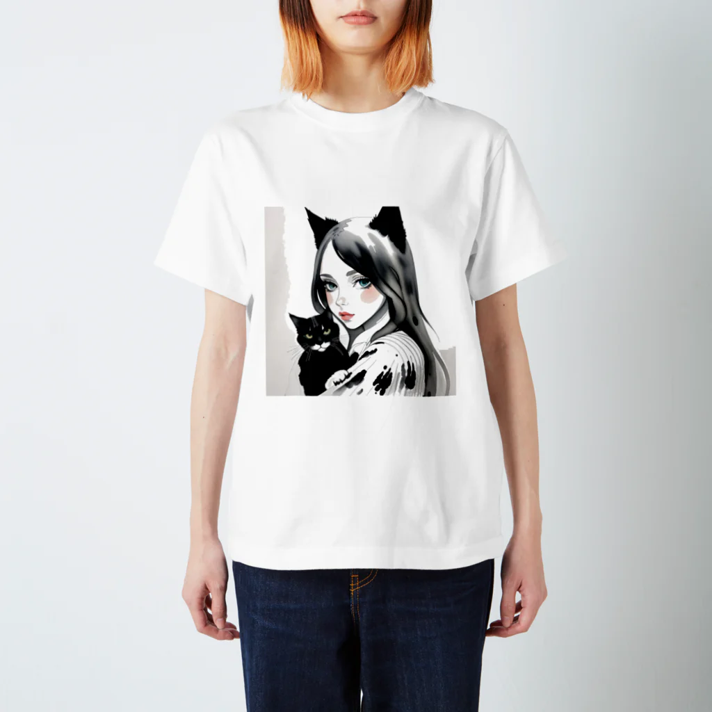 レイカランクの猫と美女。 スタンダードTシャツ