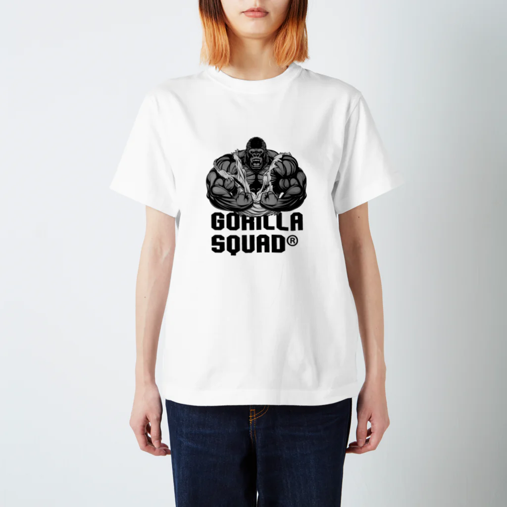 GORILLA SQUAD 公式ノベルティショップのアングリーゴリラビルダー/ロゴ黒 Regular Fit T-Shirt