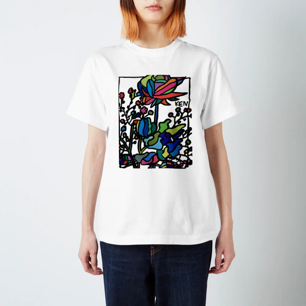 artman galleryのいくたけん『薔薇とカスミ草』 スタンダードTシャツ