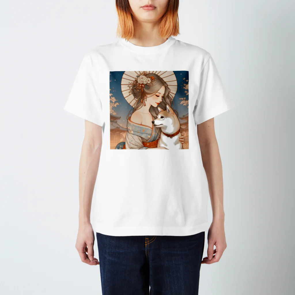 柴とか柴とか柴とか柴犬。の和美人としばいぬ。 スタンダードTシャツ