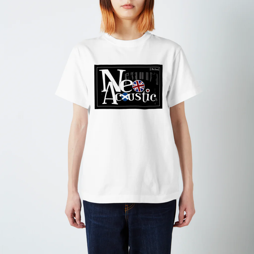 PHSG SOUND 音楽とアートのネオアコ フレームロゴ ブラック スタンダードTシャツ