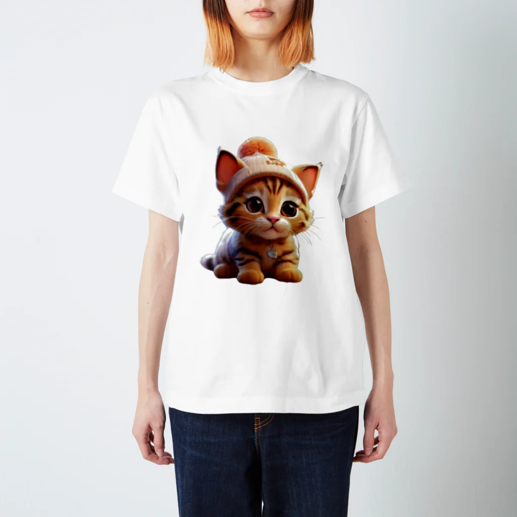 〜たけしゃんのお店〜のベンガルキャットとニット帽⑤ スタンダードTシャツ