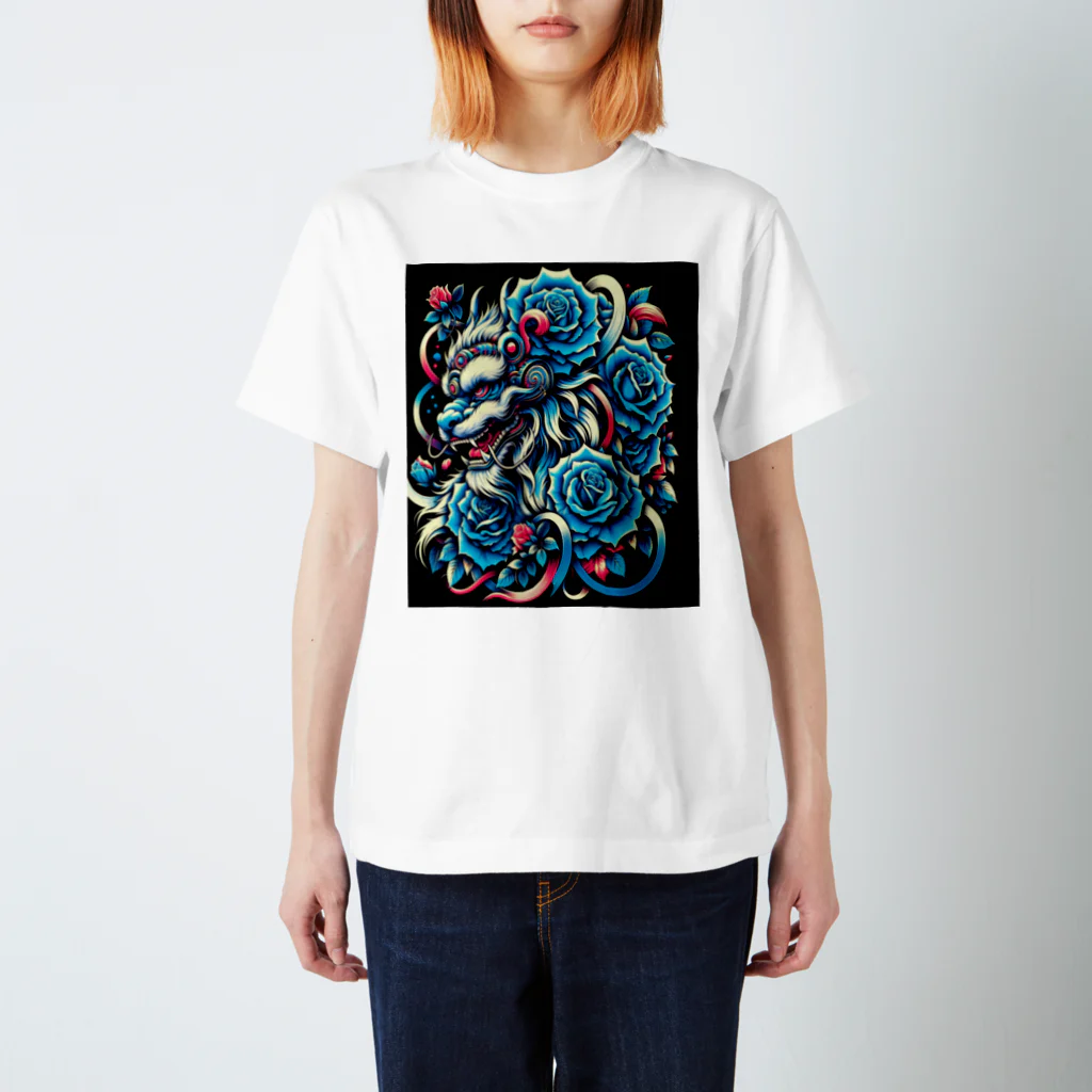 BlueOcean987の獅子舞と青い薔薇 スタンダードTシャツ