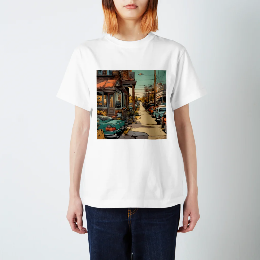 American Comic StyleのAmerican Comic City Landscape 3 スタンダードTシャツ