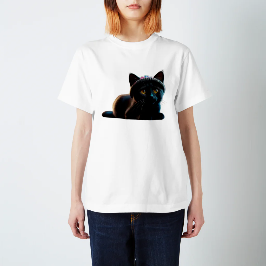 〜たけしゃんのお店〜の黒猫とニット帽③ スタンダードTシャツ