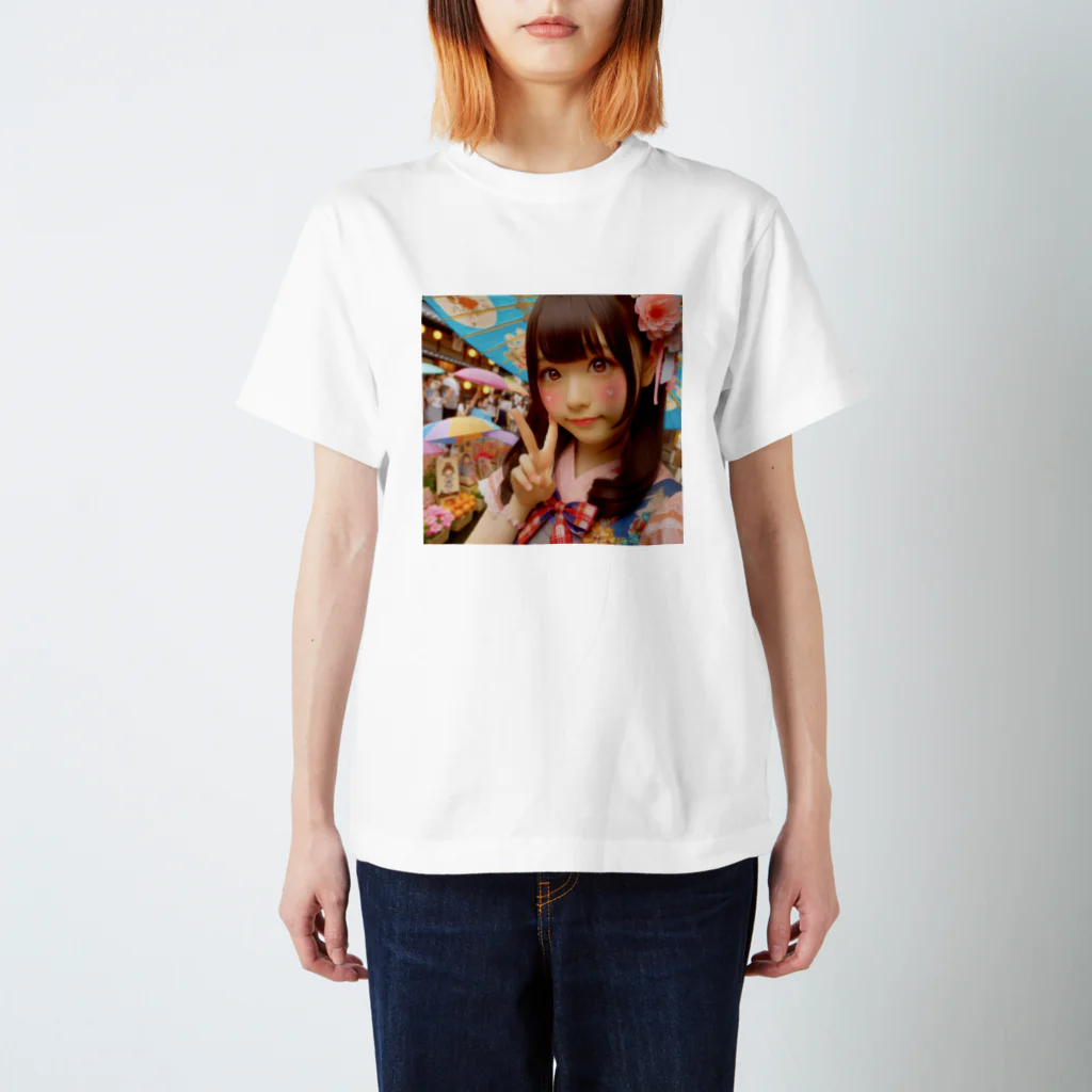 homarengeの和傘の女の子 スタンダードTシャツ