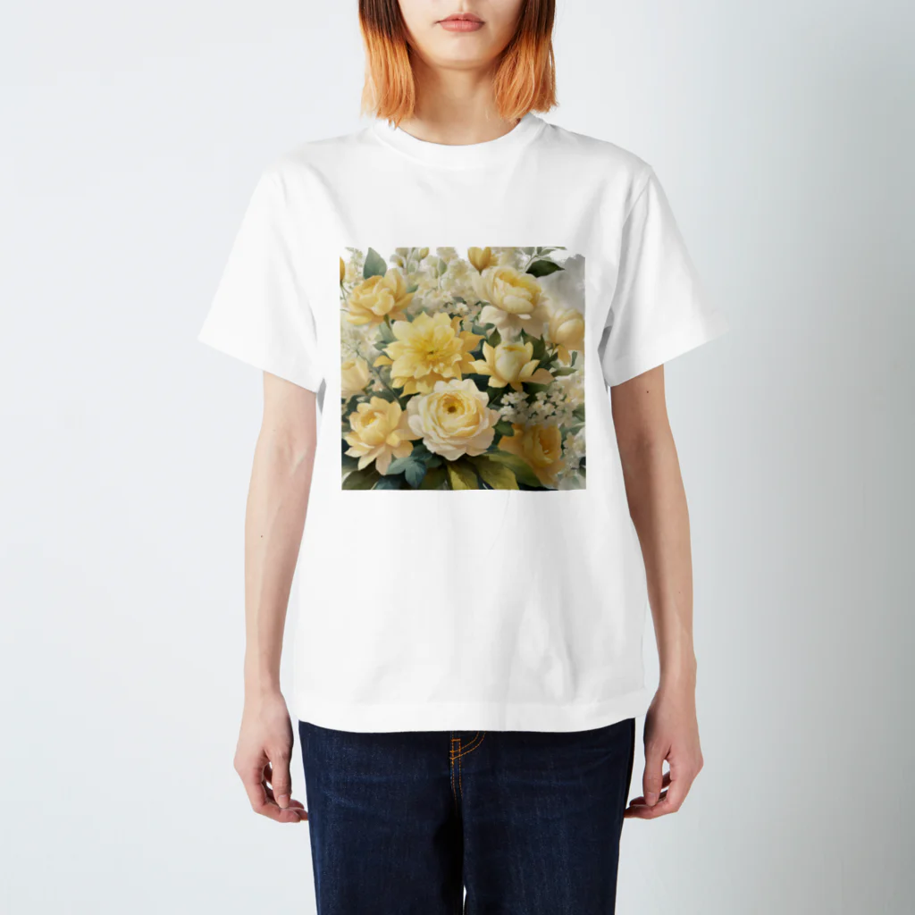 okierazaのペールイエローテーマの花束 スタンダードTシャツ