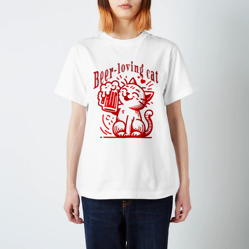 LOVE_BEERのビール大好き猫ちゃん（ビアネコ） スタンダードTシャツ