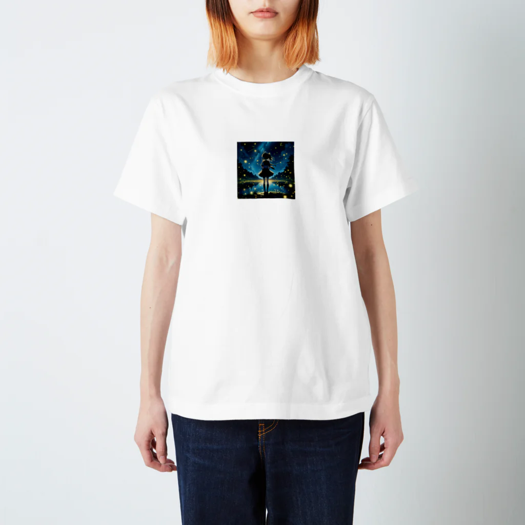 takoashiの湖畔のほとりの女子高生と蛍 スタンダードTシャツ