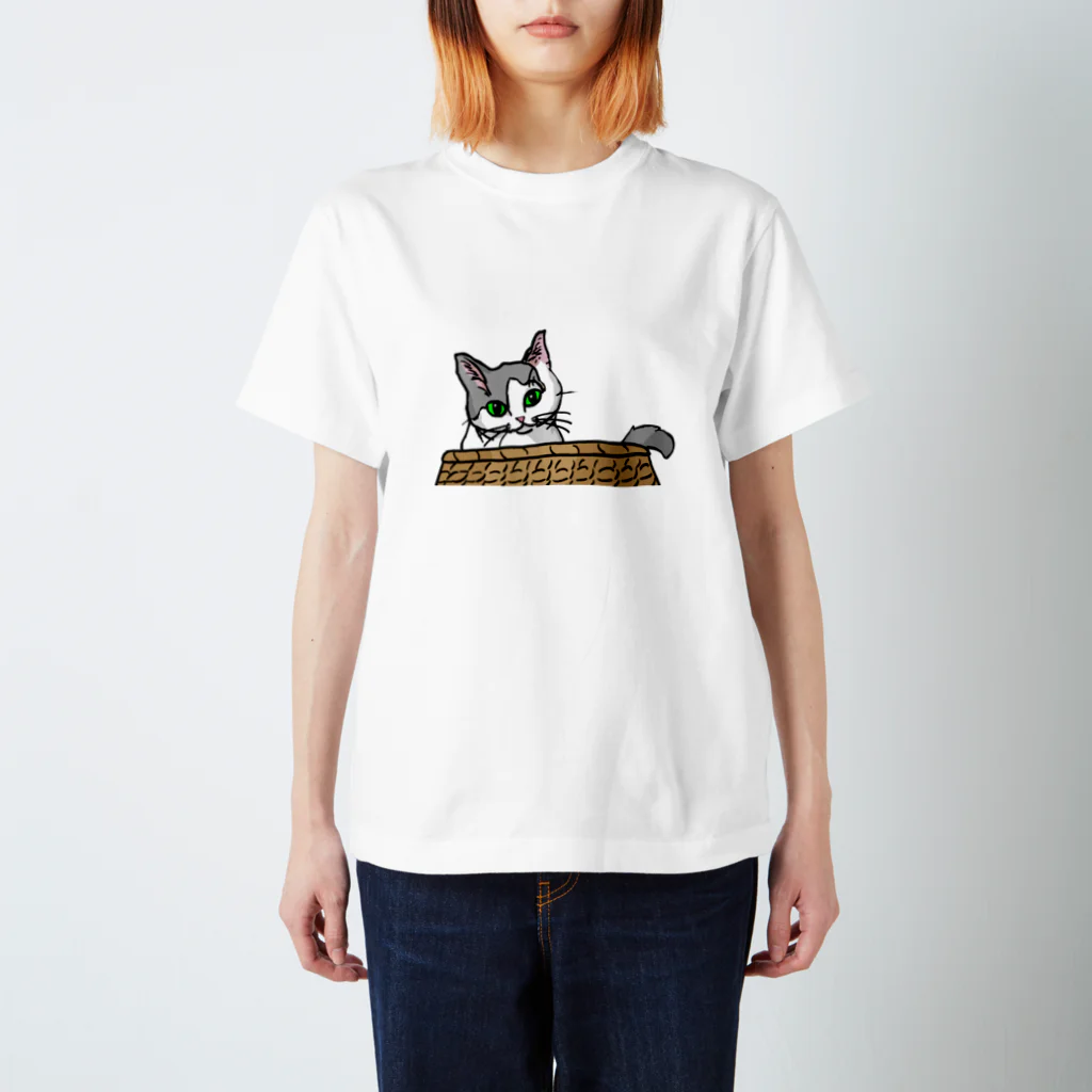 もちけらのひょっこり猫ちゃん。 スタンダードTシャツ