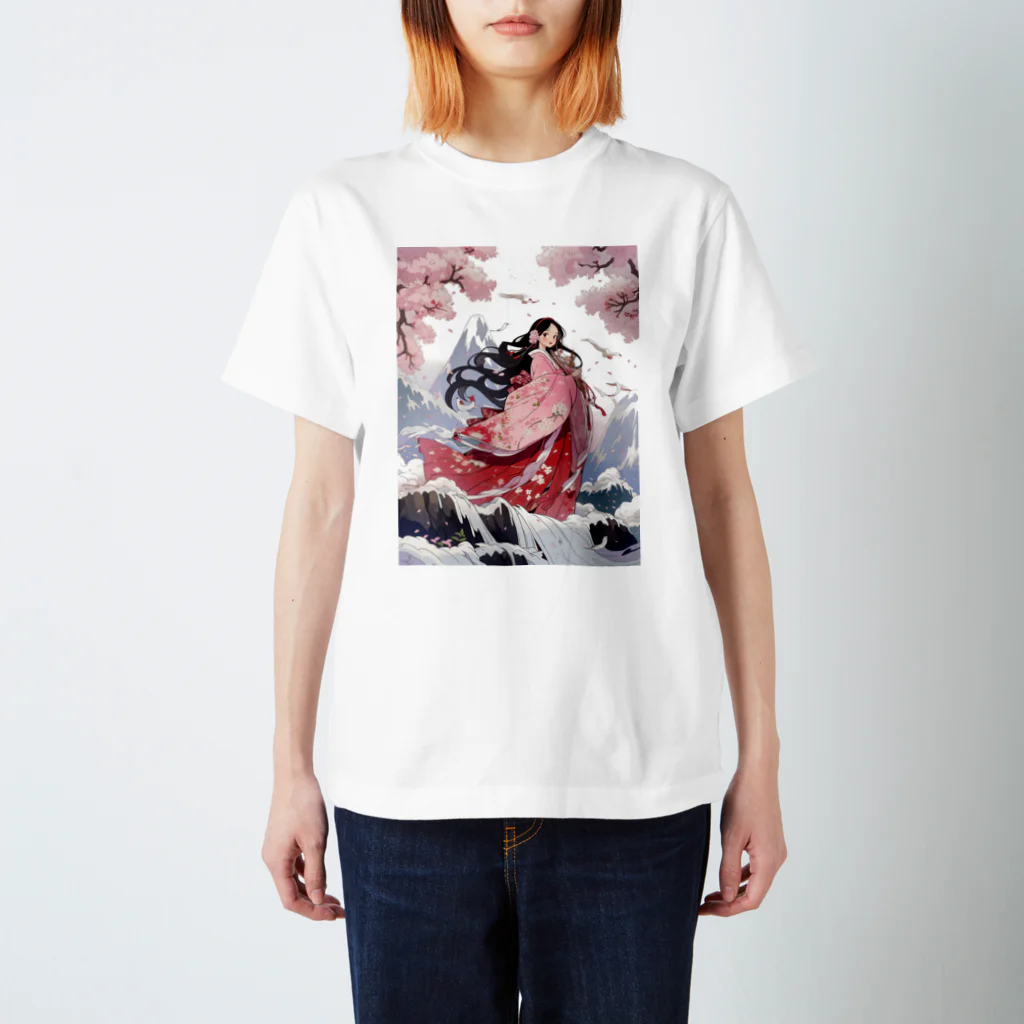 AQUAMETAVERSEの富士山と桜の花とかぐや姫　Tomoe bb 2712 スタンダードTシャツ