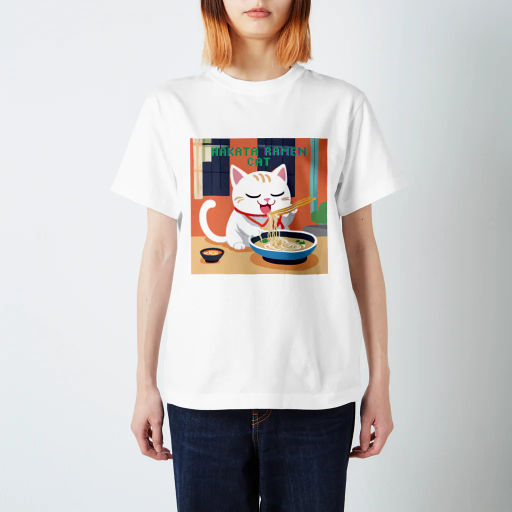 DanefushiのHAKATA RAMEN CAT スタンダードTシャツ