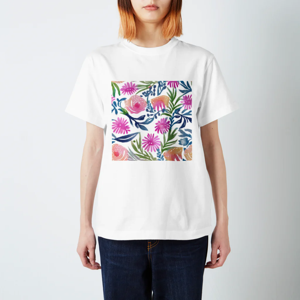 OkometoOmochiの花柄.a スタンダードTシャツ