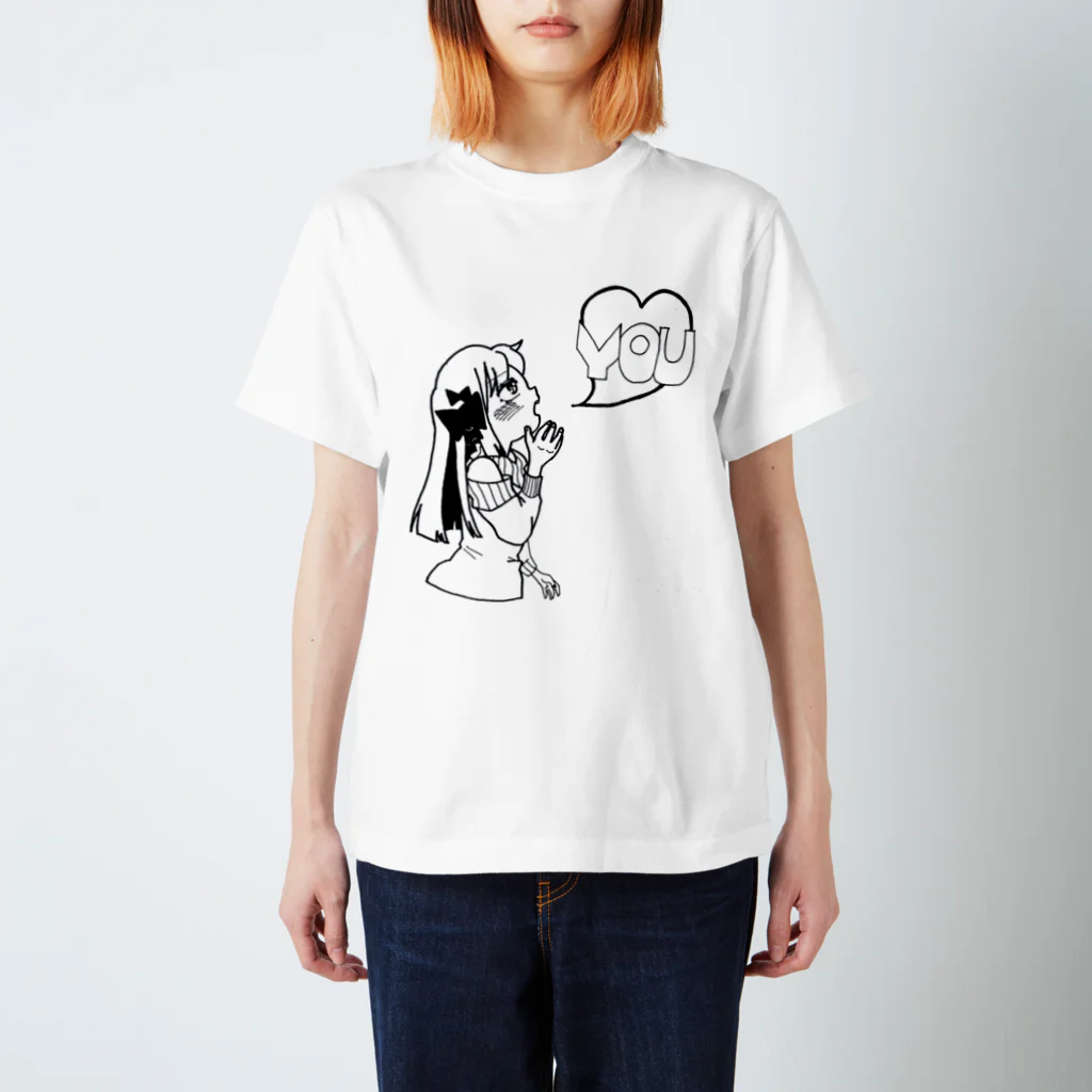 日系日本人@猫大好きの女の子と会話を楽しむグッズ スタンダードTシャツ