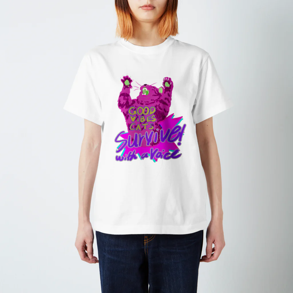 GOOD VIBES CATSの言いたいことがあるやつだけが生き残る スタンダードTシャツ