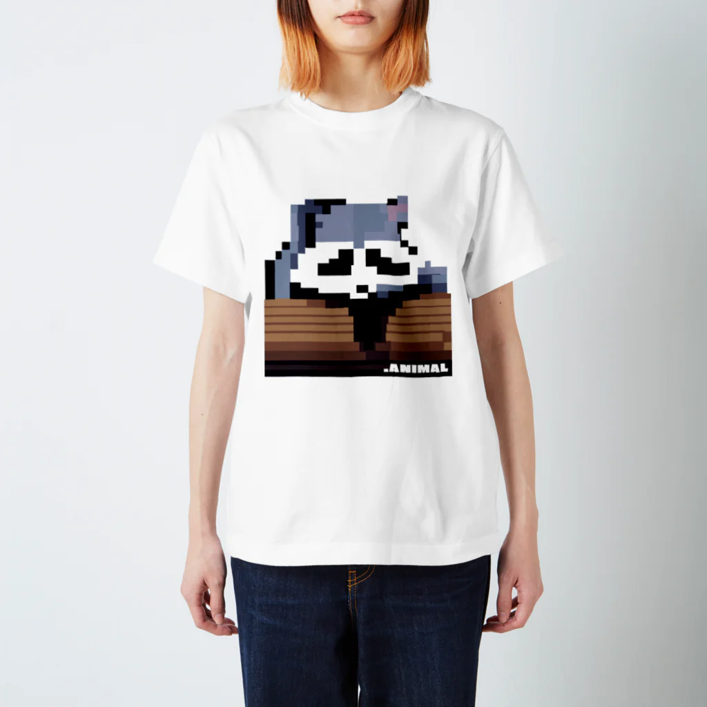 .ANIMALのドットアライグマ　 ちかれた ver スタンダードTシャツ