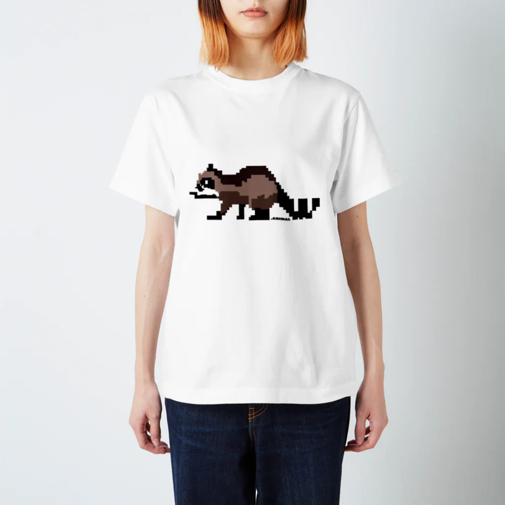 .ANIMALのドットアライグマ　 おさんぽ ver スタンダードTシャツ