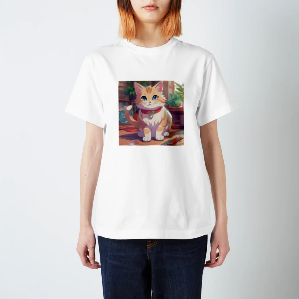 ネコのお部屋の絵を描くネコ Regular Fit T-Shirt