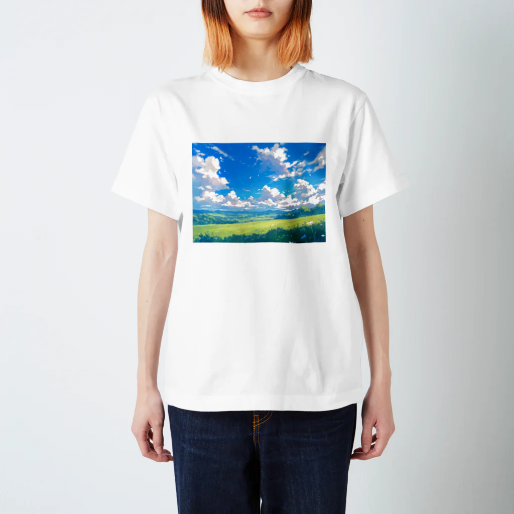 FufuNekoの青空と緑 Regular Fit T-Shirt