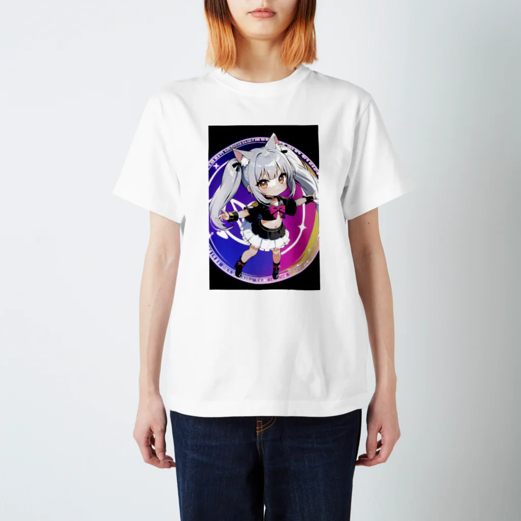 魔法猫少女ルナの魔法猫少女ルナ　ちびネコデザイン01「ゲート・オープン！」 スタンダードTシャツ