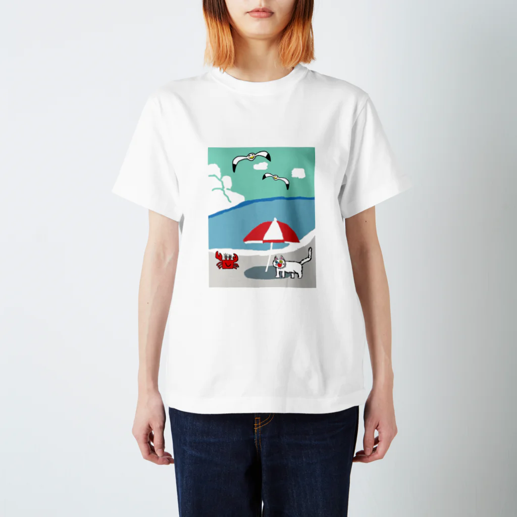 エマメ本舗のオッドアイの白猫エマメちゃんグッズ スタンダードTシャツ