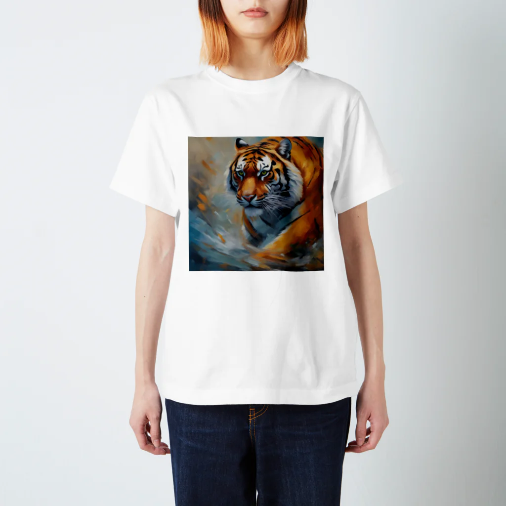 Isaiah_AI_Designの精力的なトラ Regular Fit T-Shirt