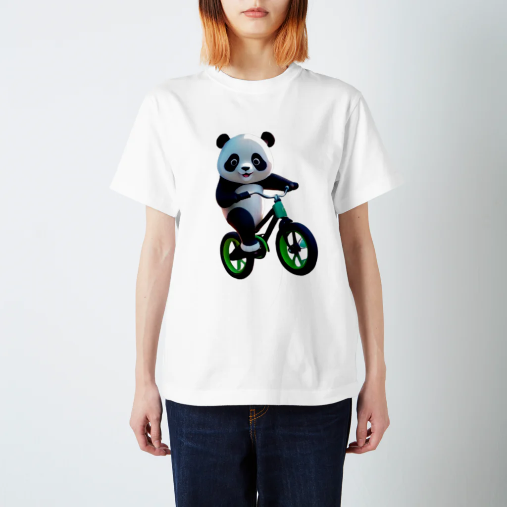 〜たけしゃんのお店〜の自転車に乗るパンダ① スタンダードTシャツ