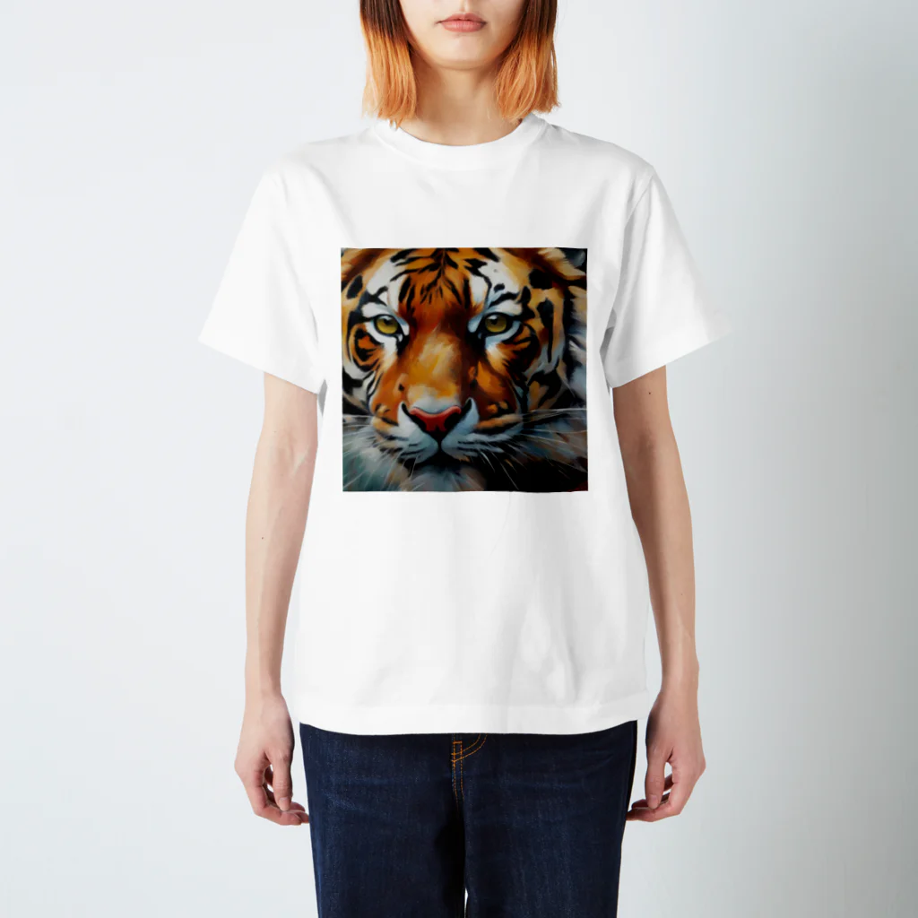 Isaiah_AI_Designの顔面どアップなトラ Regular Fit T-Shirt