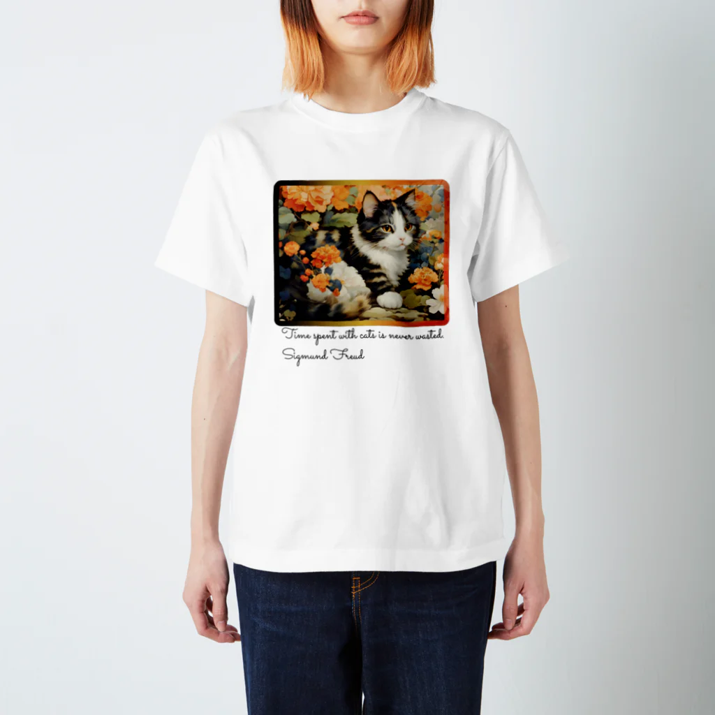 adarahの和風な癒しの三毛猫 スタンダードTシャツ