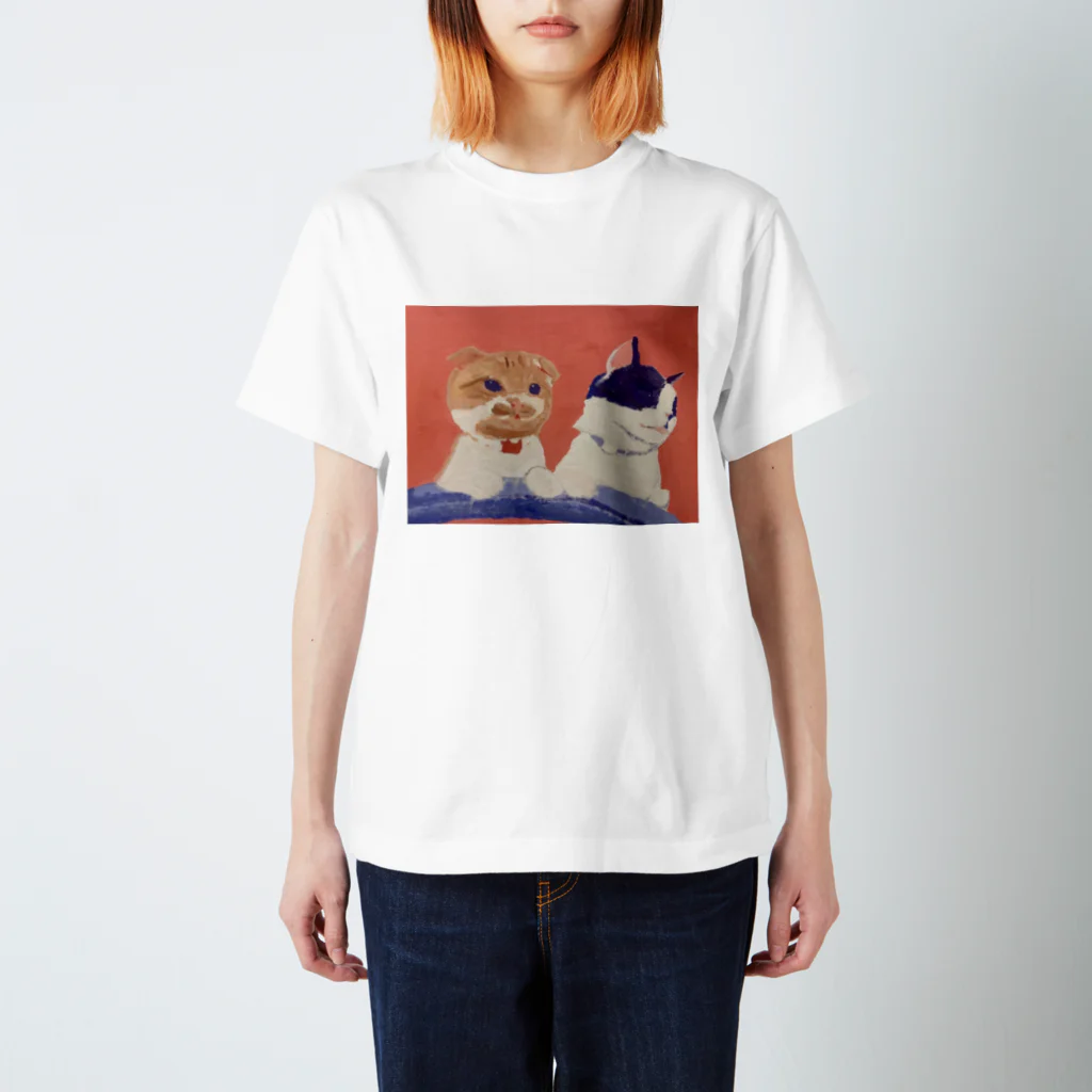 ばなね&らくの並んだ猫 スタンダードTシャツ