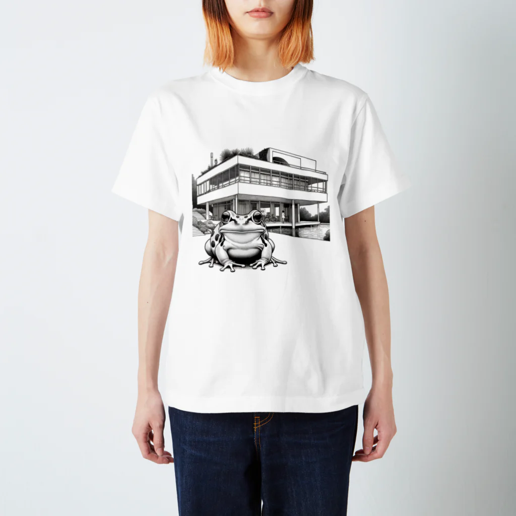 archifrogのサヴォア邸風の建築物に佇むカエル Regular Fit T-Shirt