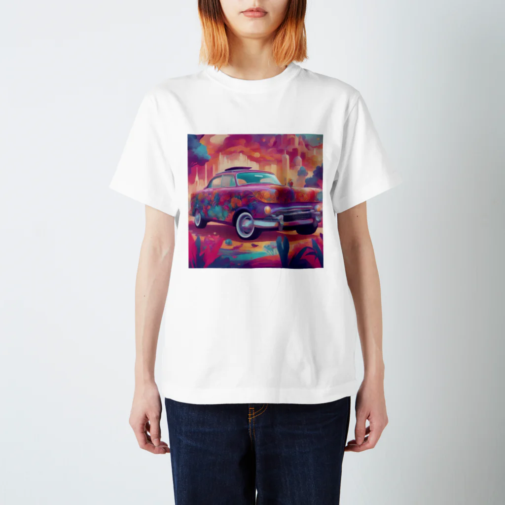 未来工房のArt Paint Car Regular Fit T-Shirt