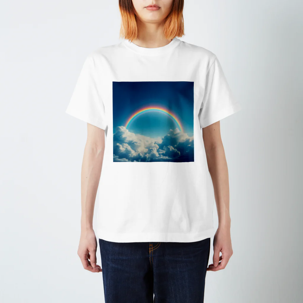 青と緑の青い空と虹 Regular Fit T-Shirt