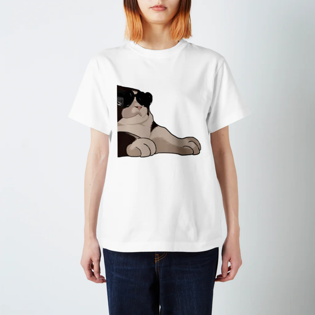 手書きイラストで猫ミームのDJ猫 Regular Fit T-Shirt