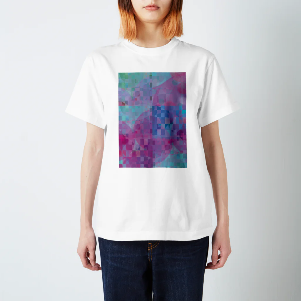 WAMI ARTのピンクと水色の抽象画 Regular Fit T-Shirt