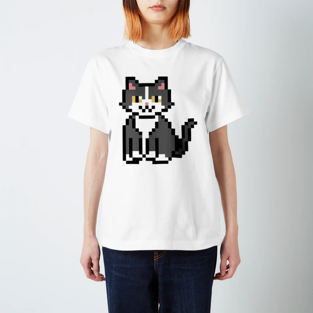 モチクマのハチワレ猫のドット絵 スタンダードTシャツ