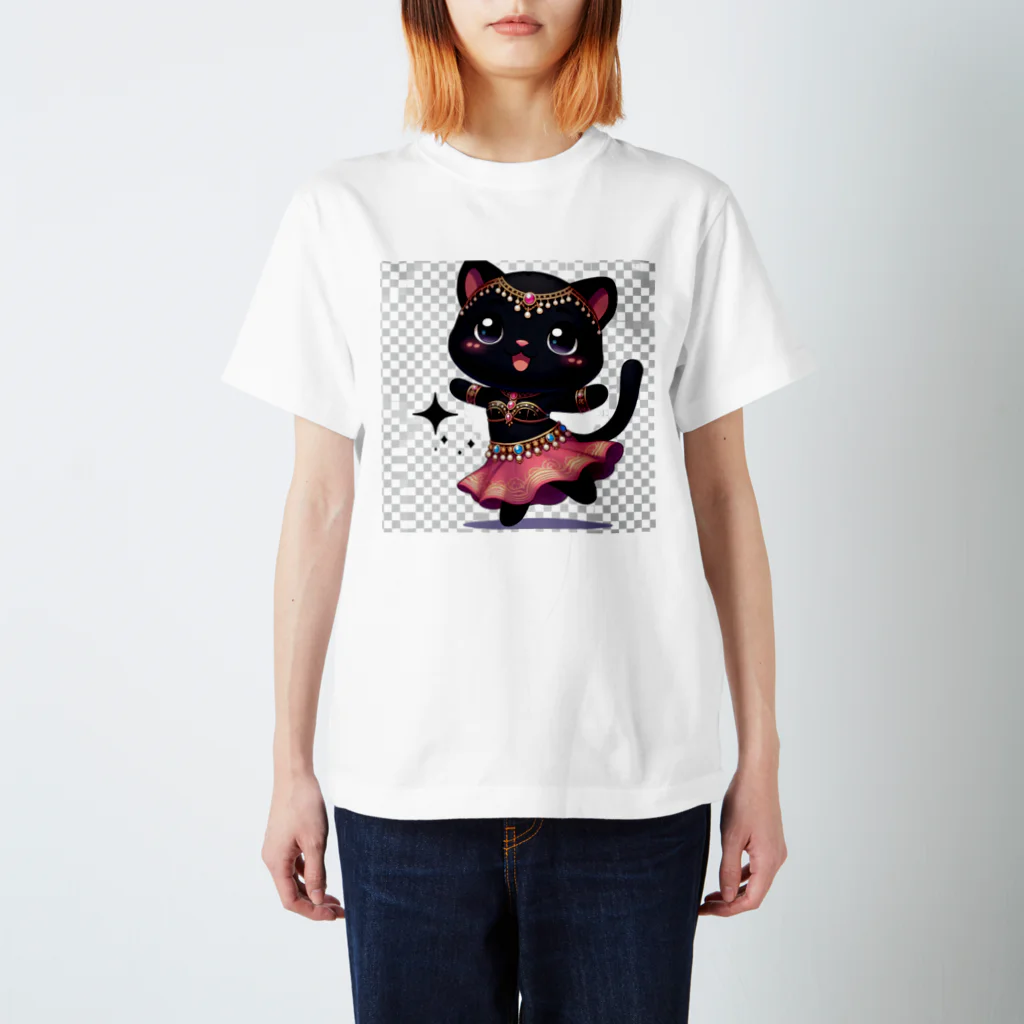 ベリーBellyの黒猫ベリーダンス スタンダードTシャツ